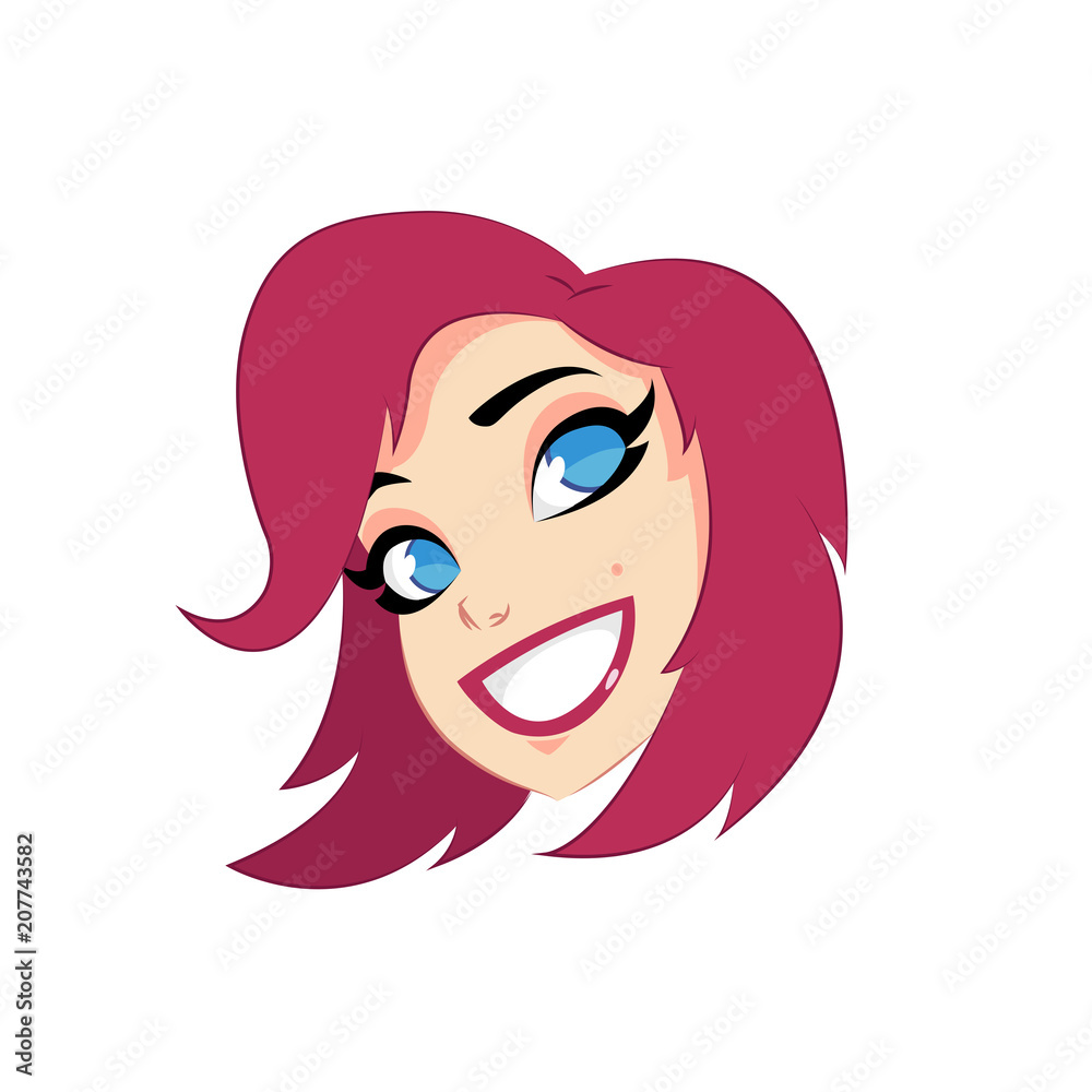 Beautiful woman with red hair and blue eyes smiling on a white background Beautiful woman with red hair and blue eyes smiling on a white background