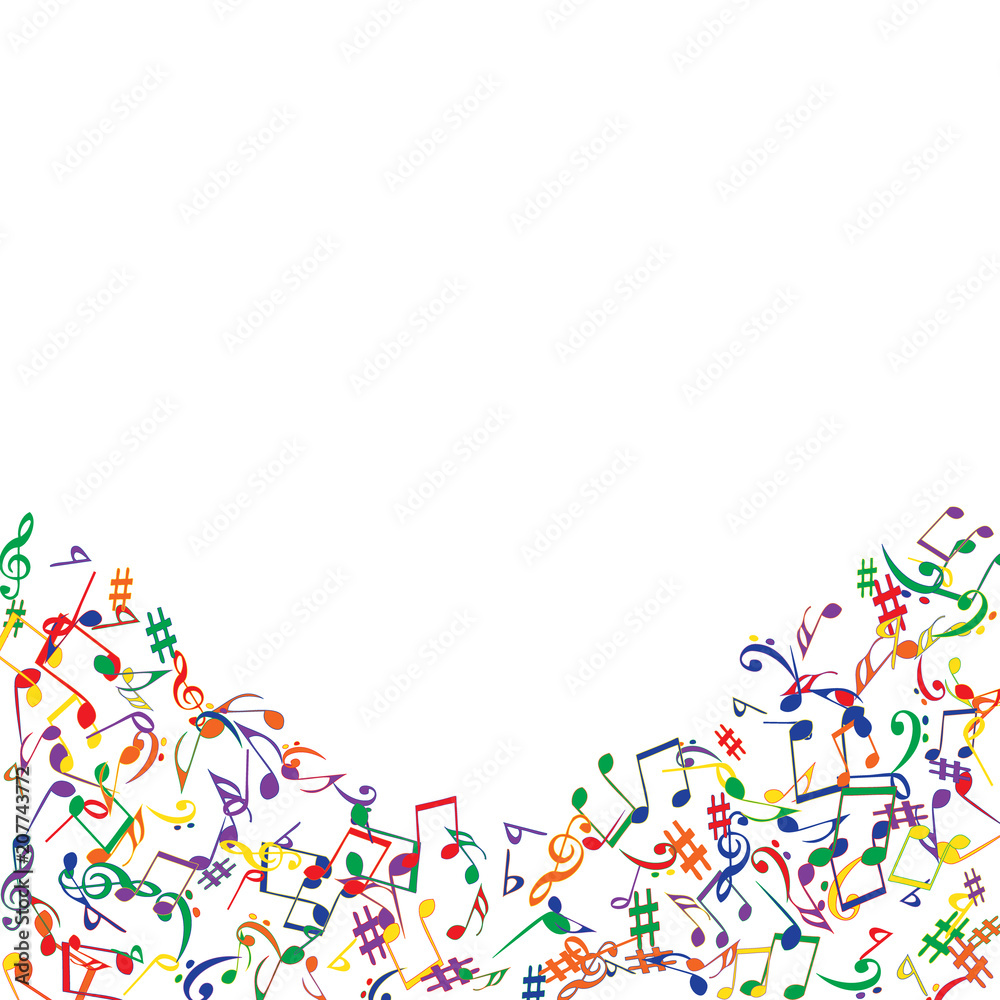 Musical Signs. Modern Background with Notes. Vector Element for Musical Poster, Banner, Advertising, Card. Minimalistic Simple Background.