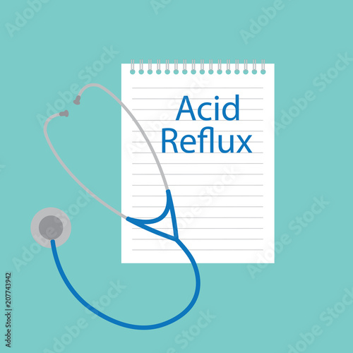 Acid reflux written in notebook- vector illustration