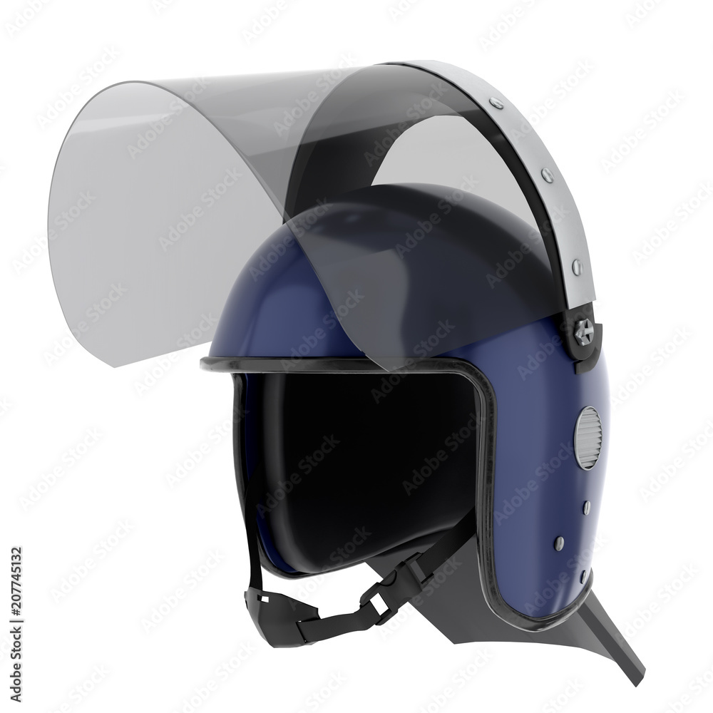 Police Riot Helmet with Opened Glass Visor. Side view. Police service ...