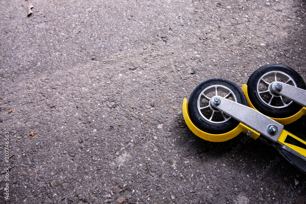 closeup of ski rollers, to practice the sport of Roller Ski