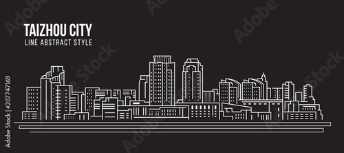 Cityscape Building Line art Vector Illustration design - Taizhou city