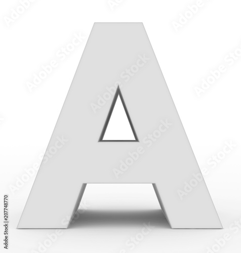 letter A 3d white isolated on white