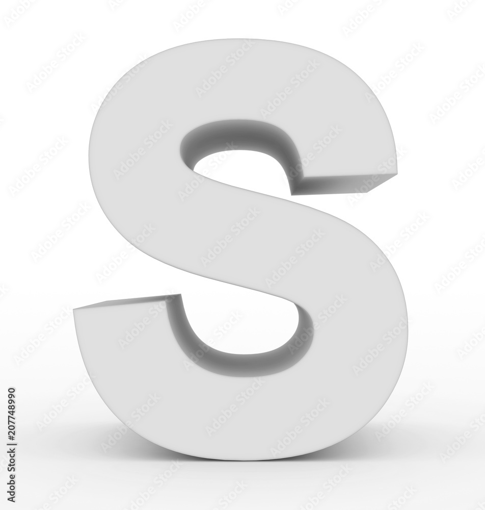 Naklejka premium letter S 3d white isolated on white