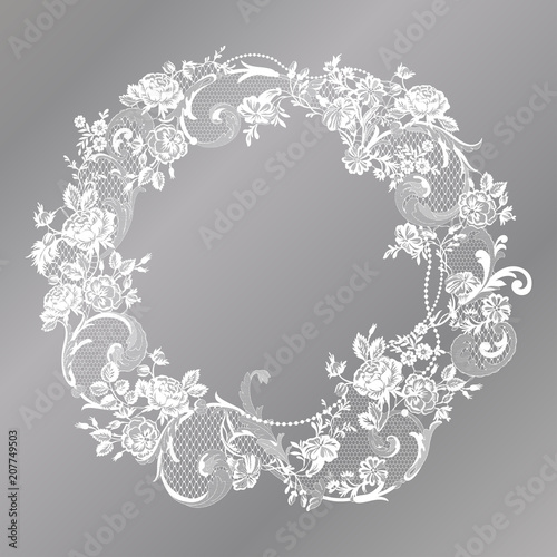 lace flowers frame decoration element