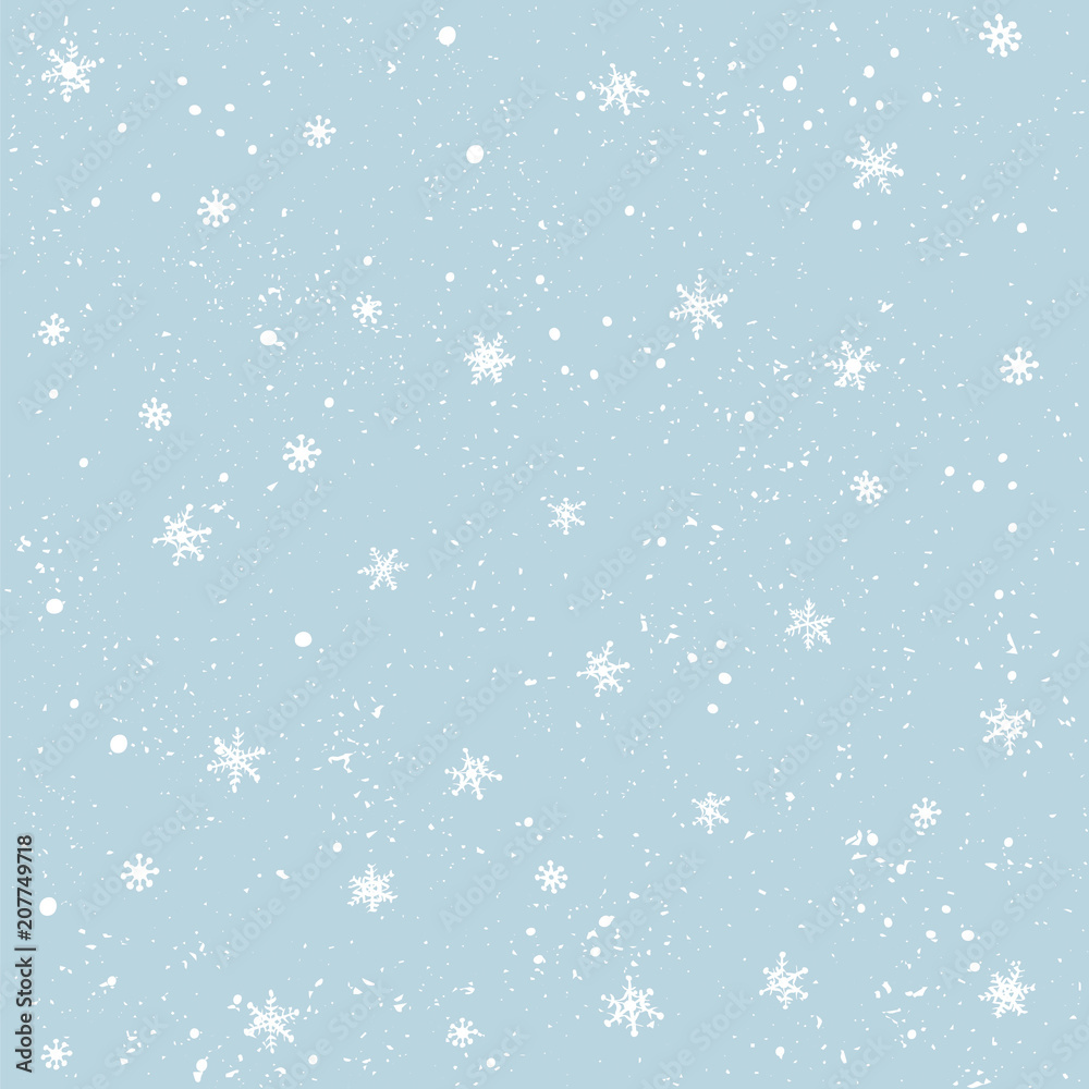 Seamless pattern with snow and snowflakes. Christmas and New Year background.