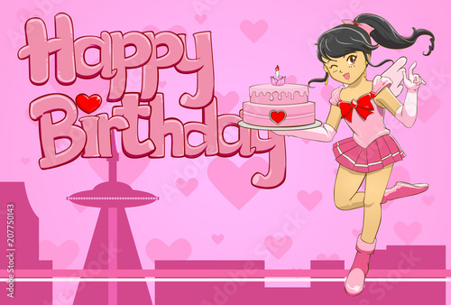 little heroine bring birthday cake