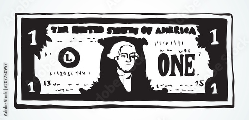 One dollar. Vector drawing