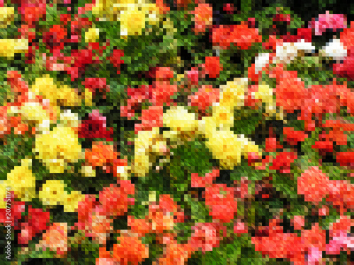 Abstract vector geometric background - flowers, low poly style