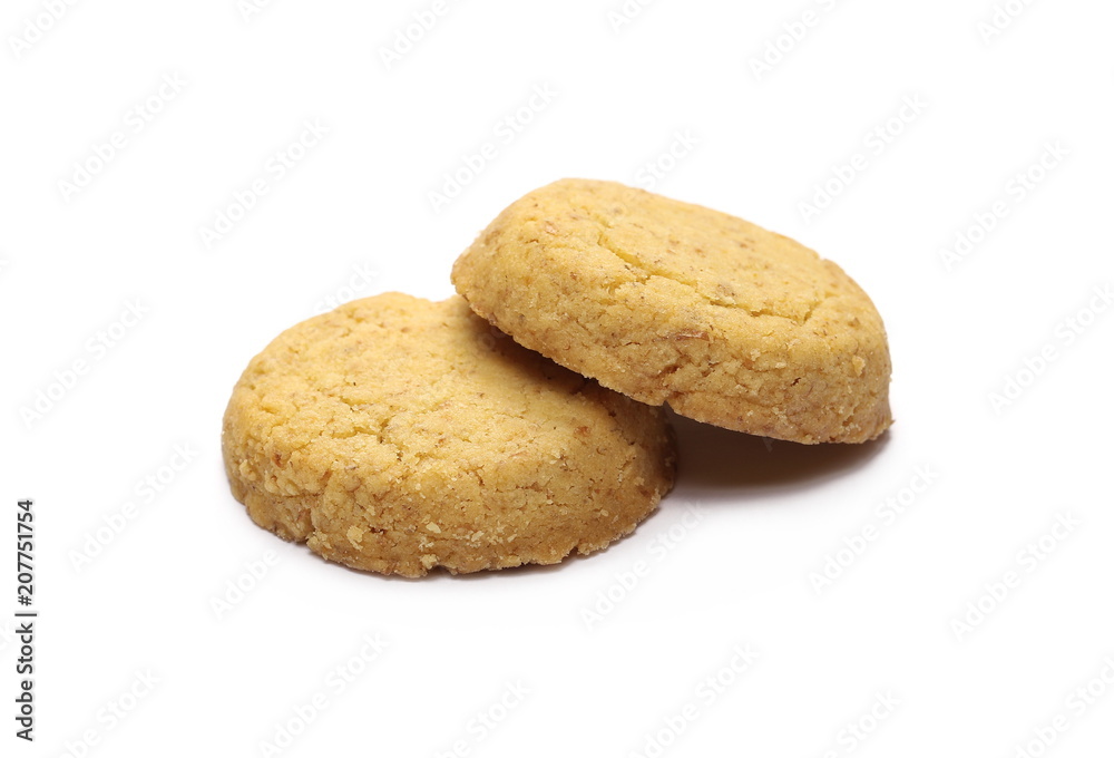 Traditional integral biscuits, cookies isolated on white background Traditional integral biscuits, cookies isolated on white background