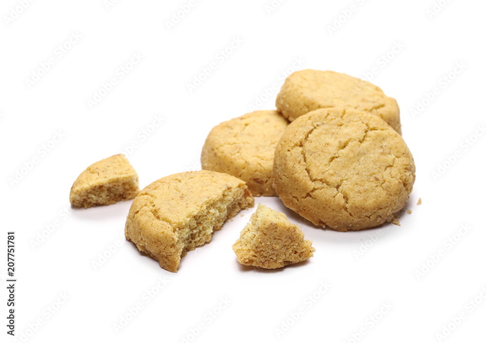 Traditional integral biscuits, cookies isolated on white background Traditional integral biscuits, cookies isolated on white background