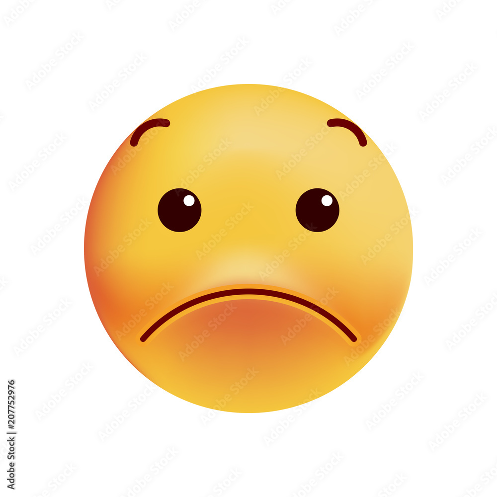 Fototapeta premium Cute Sad Emoticon on White Background . Isolated Vector Illustration 