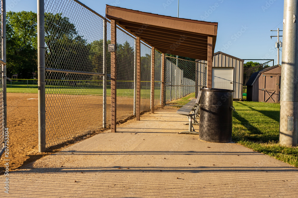 players bench at a municipal softball field players bench at a municipal softball field