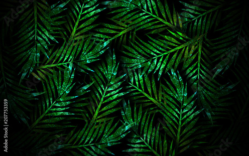 Tropical leaves  neon light