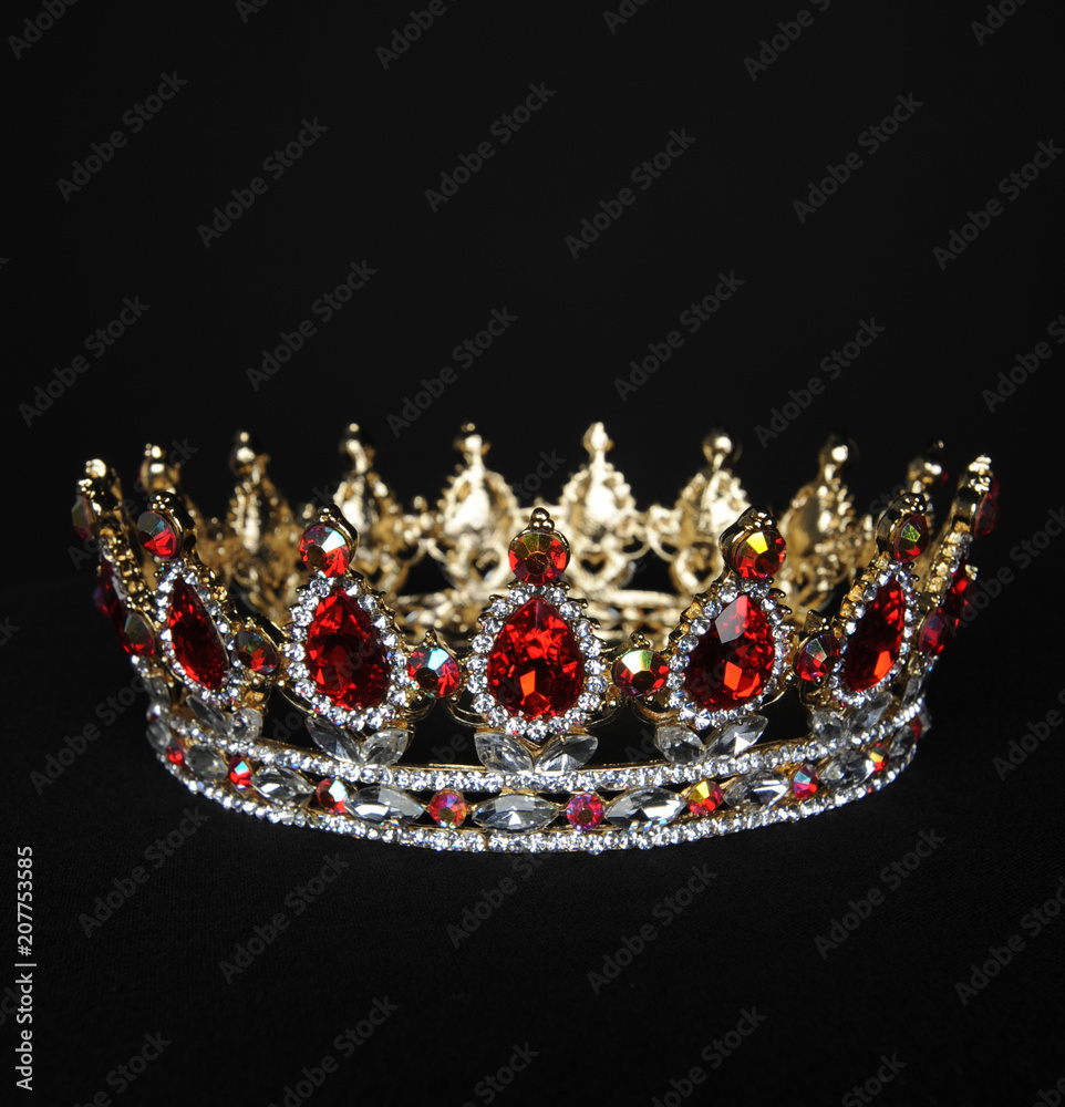 Portrait Of A Beautiful Jewelled Ruby Diamond And Golden Crown Photographed On A Black Studio Background Stock Photo Adobe Stock