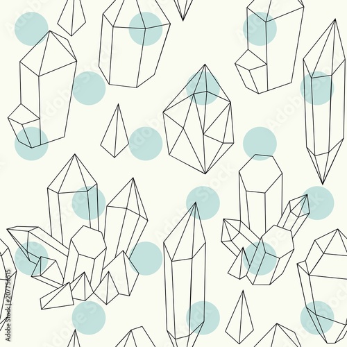 Vector seamless pattern with hand drawn crystals. photo