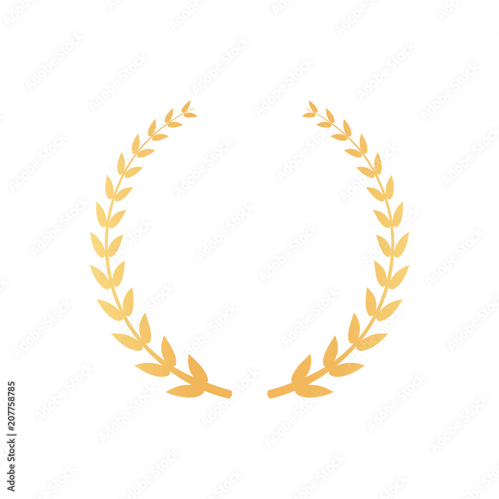 Obraz premium Emblem Made of Laurel Branches, Golden Leaves Icon