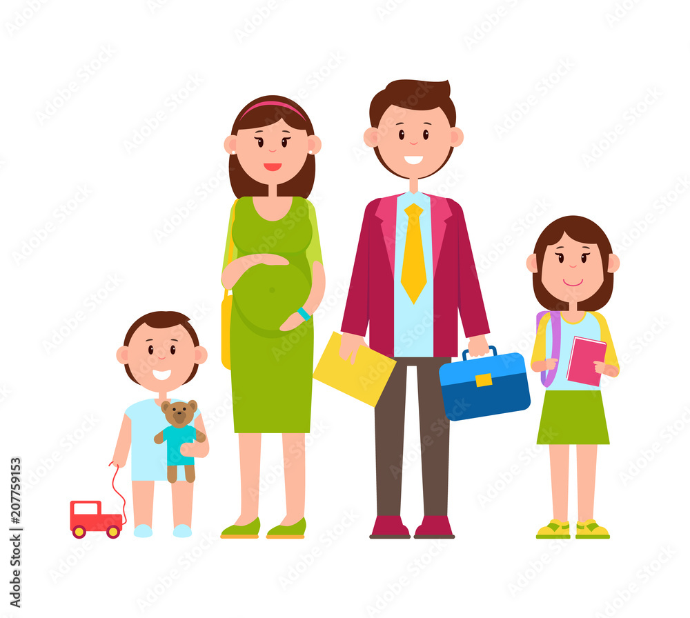 Family Parents and Kids Poster Vector Illustration Family Parents and Kids Poster Vector Illustration