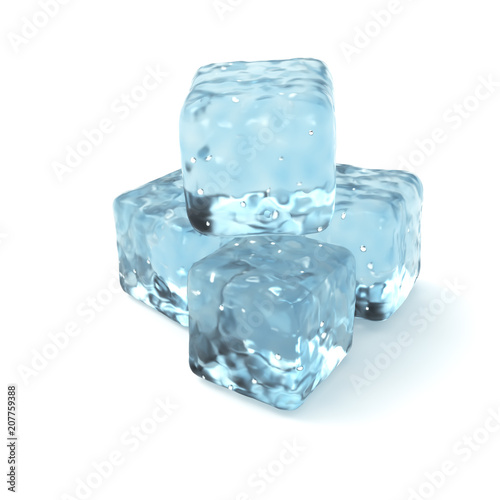 Ice Cubes Isolated on White Background.