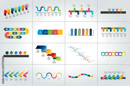 Mega set of timeline infographic templates, diagrams,  presentations.