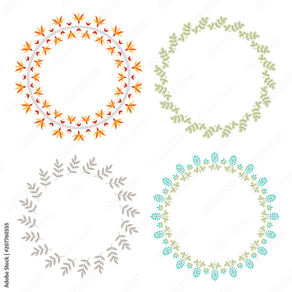 Decorative round Frames with ethnic elements