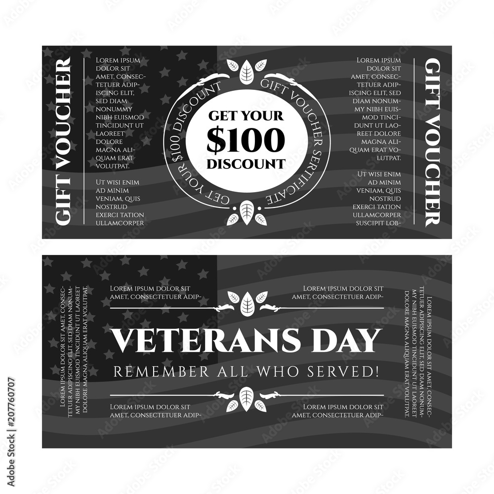 Gift voucher Veterans day vintage design