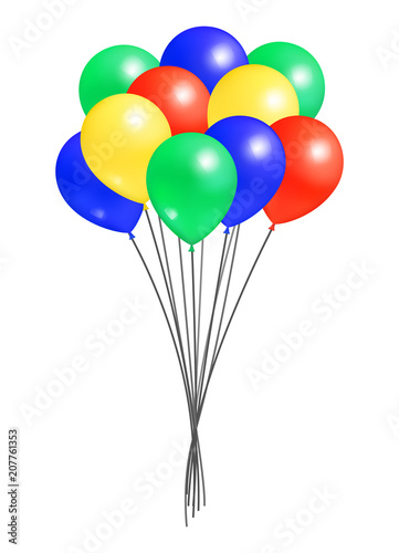 Bunch Helium Colorful Air Balloons Isolated Vector