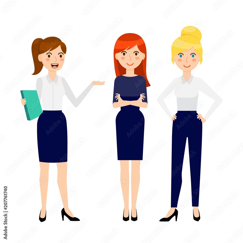 Set of three different smiling business woman
