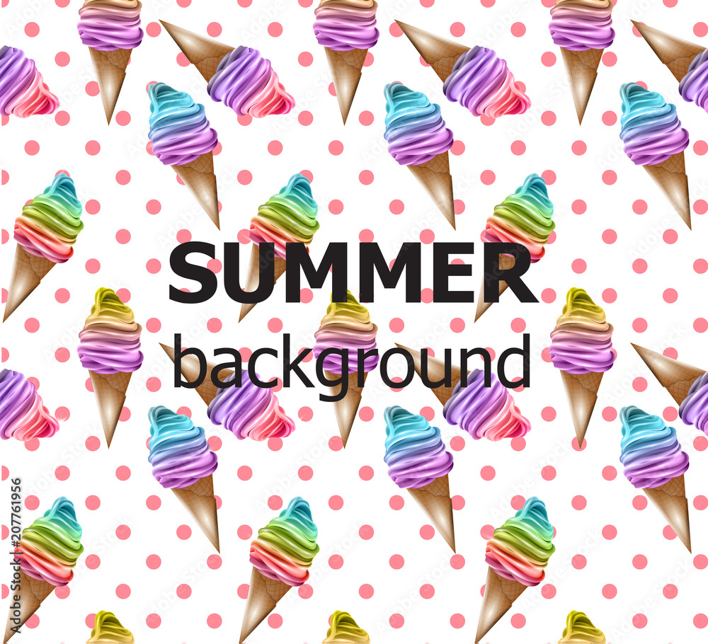 Obraz premium Retro summer background ice creams pattern Vector