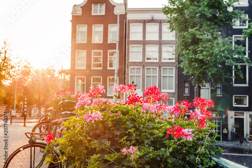 sunrise on the streets and canals of amsterdam © MKavalenkau