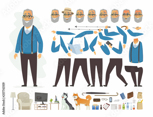 Senior man - vector cartoon people character constructor
