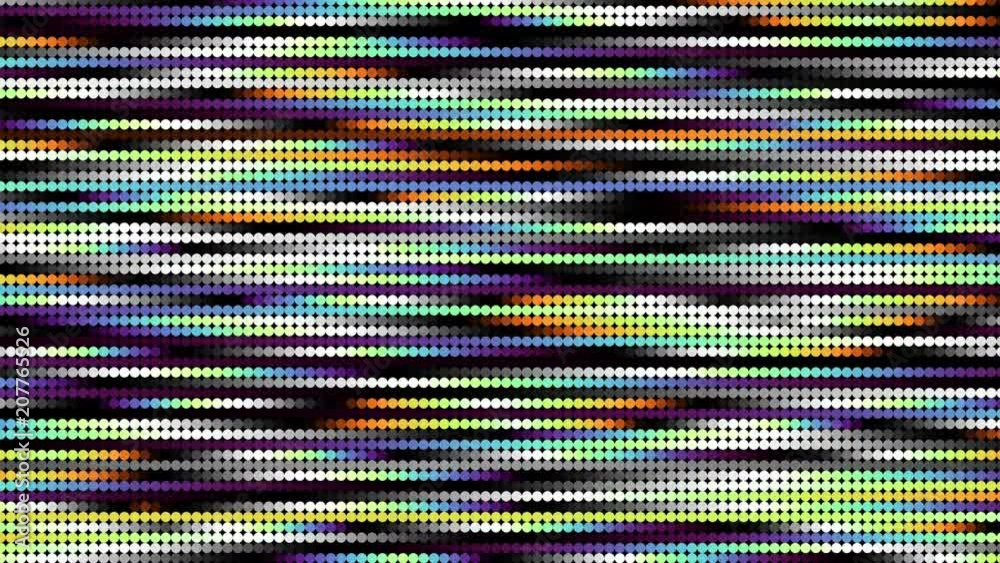 Fast flashing colors on small circles. Quickly fickering dots. Looping footage.