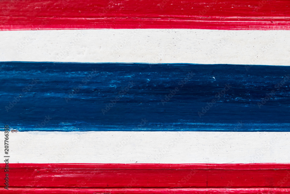 Red, white and blue color wood textured background (Concept for thai flag)