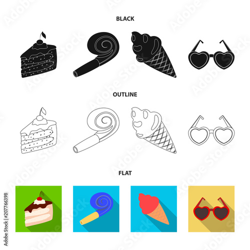 Refreshments and other accessories at the party.Party and partits set collection icons in black,flat,outline style vector symbol stock illustration web. photo