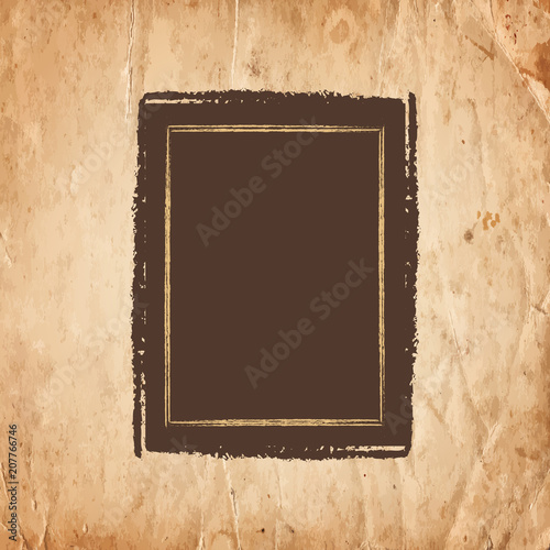 Blank drawing empty frame on old paper background