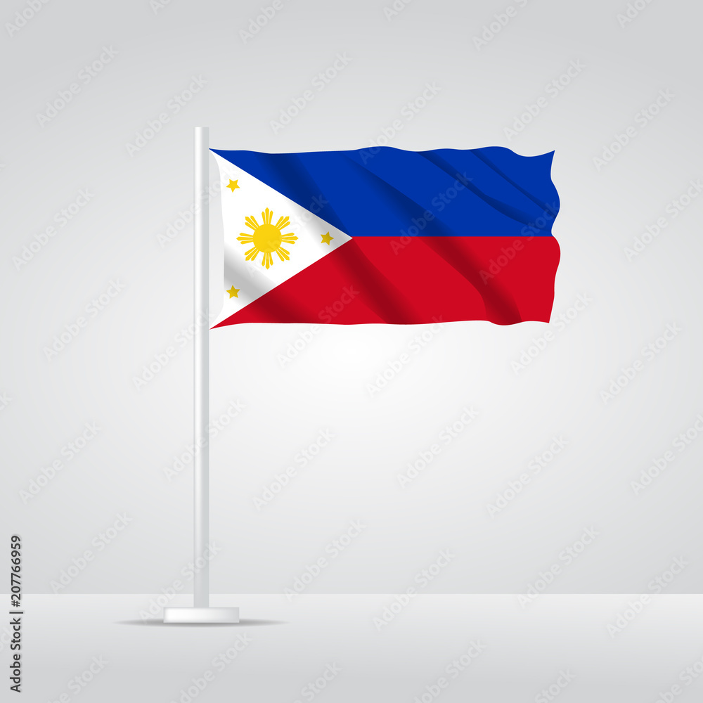 3D realistic philippines flag waving wind vector