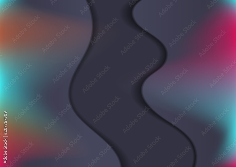 Dark toned colorful holographic wavy background