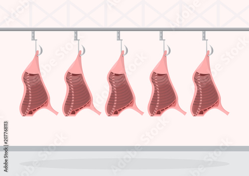 pork and meat factory with automatic machines