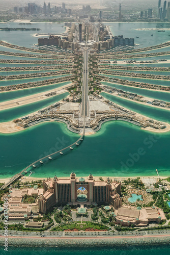 Aerial view of artificial palm island in Dubai.