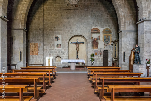 Interior of San Marco Church with the XIVth century fresco portraying the Annunciation photo