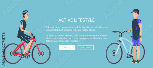 Active Lifestyle Bicyclists Vector Illustration