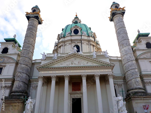 Vienna, Austria - December 16, 2017: Karlskirche or St. Charles's Church, the famous baroque church in Vienna