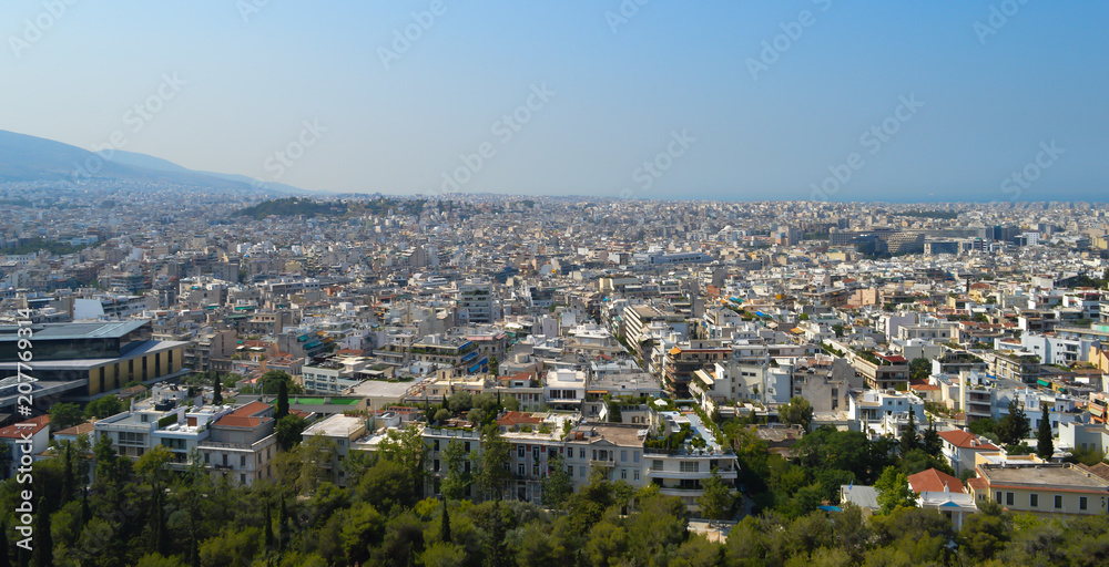 City view from Acropolis in Athens, Greece on June 16, 2017. 