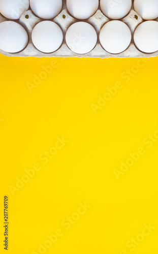 Eggs for breakfast on a yellow background 