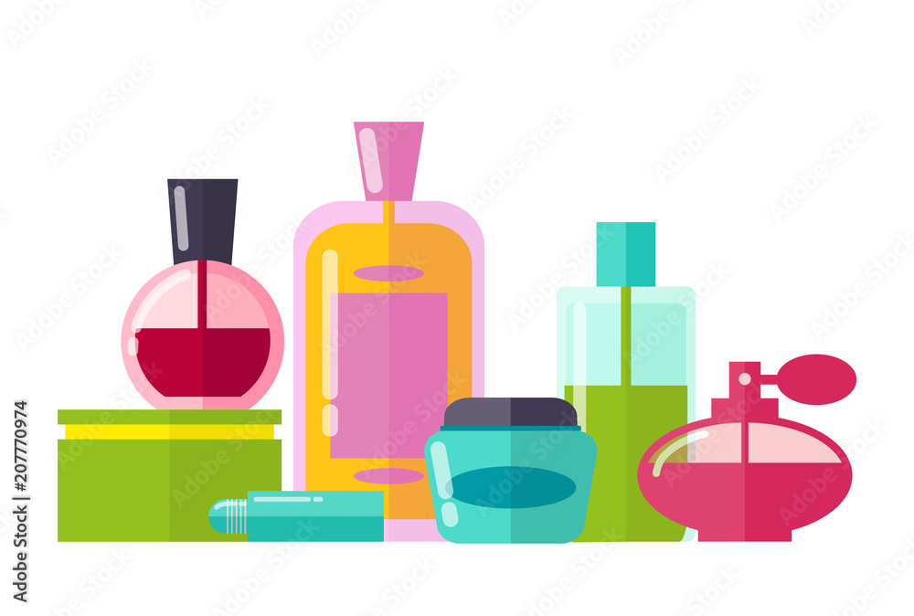 Perfumery Collection Bottles Vector Illustration Perfumery Collection Bottles Vector Illustration