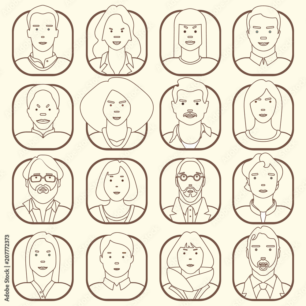 icons of different people line vector illustration icons of different people line vector illustration