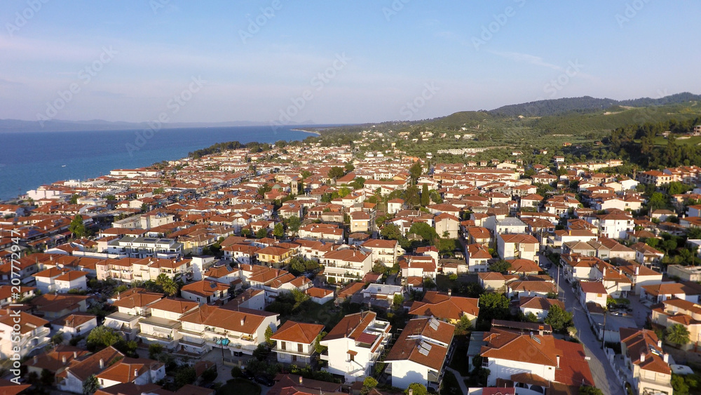Aerial view of Pefkochori, Kassandra peninsula, Greece
