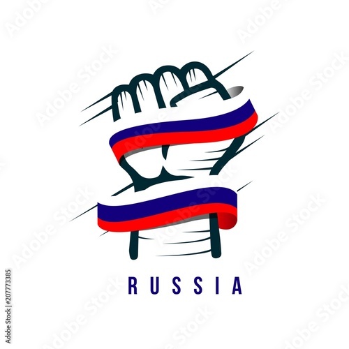 Hand and Flag Russia Vector Template Design Illustration