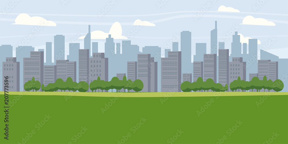 Cityscape, metropolis, panorama, horizon, skyscrapers, houses vector, illustration, isolated, cartoon style