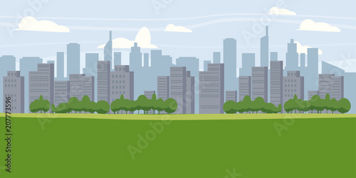 Cityscape  metropolis  panorama  horizon  skyscrapers  houses vector  illustration  isolated  cartoon style